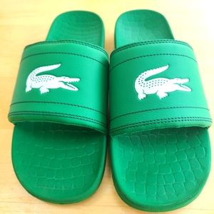 Lacoste men's green slides size 10